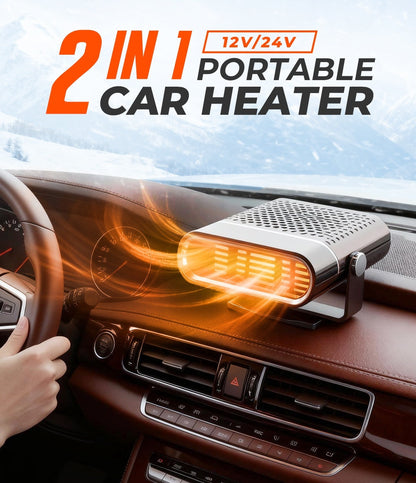 🚗🔥 2-in-1 Draagbare Autoverwarming met 360° Rotatie – Snel Ontdooien, Verwarming & Ventilatie, Stil & Draagbaar voor Winter & Zomer!