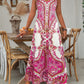 Zonder Mouwen Maxijurk met V-Hals en Retro Print voor Dames
