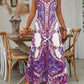 Zonder Mouwen Maxijurk met V-Hals en Retro Print voor Dames