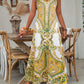 Zonder Mouwen Maxijurk met V-Hals en Retro Print voor Dames