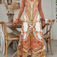 Zonder Mouwen Maxijurk met V-Hals en Retro Print voor Dames