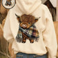 🎄🎅KERSTUITVERKOOP 57% KORTING!!🎁Schattig Highland Cow-sweatshirt met capuchon en fleecevoering🦬