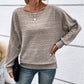 💜Solid Round-Neck Striped Top with Long Sleeves