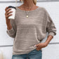 💜Solid Round-Neck Striped Top with Long Sleeves