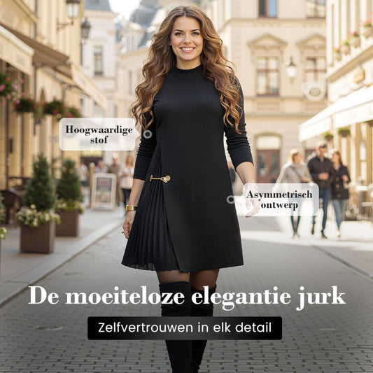 💖 Onze Bestverkochte Elegante Jurk — Lange Mouwen & Plissé Panelen | 50% KORTING