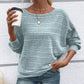 💜Solid Round-Neck Striped Top with Long Sleeves