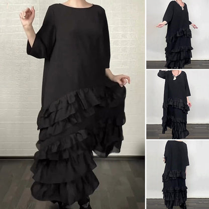 ✨ Oversized jurk – ruffles, zwart & tijdloos elegant! 🖤💃