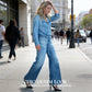 2-delig pyjamas-set in imitatie-denim voor dames