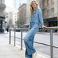 2-delig pyjamas-set in imitatie-denim voor dames