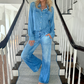 2-delig pyjamas-set in imitatie-denim voor dames