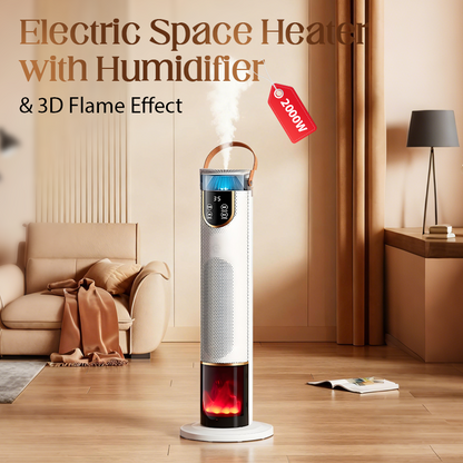 🔥2000W Electric Space Heater with Humidifier & 3D Flame Effect