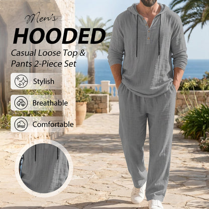 Heren 2-Delige Set: Losse Casual Top met Capuchon & Broek