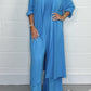 Mode dames rugloze lace-up 2-delige wijde pijpen set