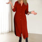 Long Sleeve Lapel Dress with Buttons
