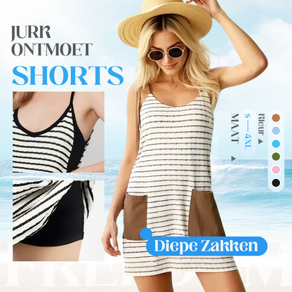 Vloeiende Romper met Jurkstijl en Ingebouwde Shorts